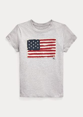 Grey Women’s Ralph Lauren Flag Cotton Jersey T Shirts