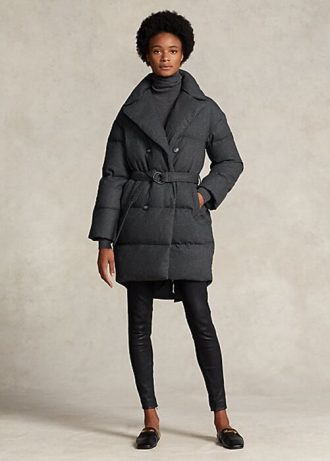 Grey Women’s Ralph Lauren Quilted Double-Breasted Down Coats