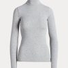 Grey Women’s Ralph Lauren Stretch Ribbed Turtleneck T Shirts