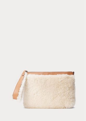 Honey/Cream Women’s Ralph Lauren Shearling Envelope Handbag