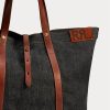 Indigo Women’s Ralph Lauren Leather-Trim Denim Tote Bags