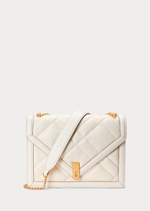 Ivory Women’s Ralph Lauren Polo ID Quilted Leather Envelope Crossbody Bags Ivory Women’s Ralph Lauren Polo ID Quilted Leather Envelope Crossbody Bags