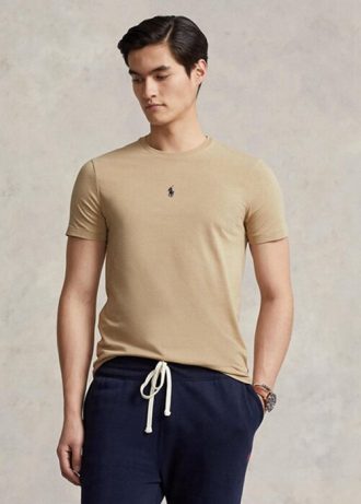Khaki Men’s Ralph Lauren Custom Slim Fit Crewneck  T Shirts