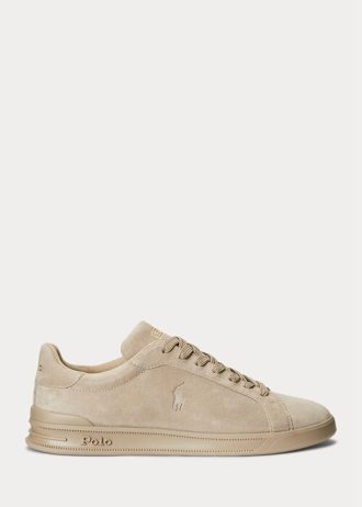 Khaki Men’s Ralph Lauren Heritage Court II Suede Sneakers