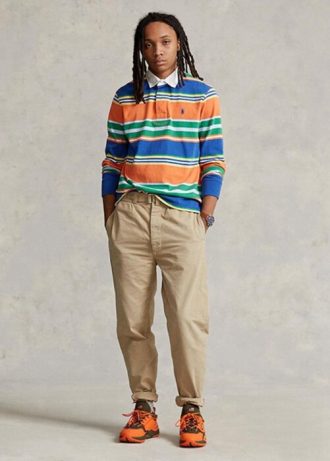 Khaki Men’s Ralph Lauren Pleated Baggy Fit Canvas  Pants