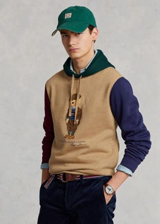 Khaki Men’s Ralph Lauren Polo Bear Colour-blocked Fleece Hoodie Khaki Men’s Ralph Lauren Polo Bear Colour-blocked Fleece Hoodie