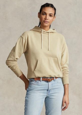 Khaki Women’s Ralph Lauren Cotton Fleece   Hoodie