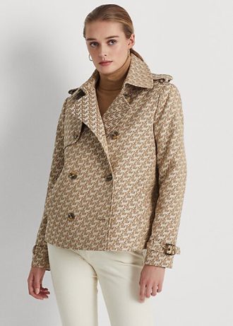 Khaki Women’s Ralph Lauren Double-Breasted Monogram Jacquard Coats