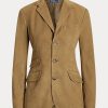Khaki Women’s Ralph Lauren Lambskin Suede Hacking Blazers