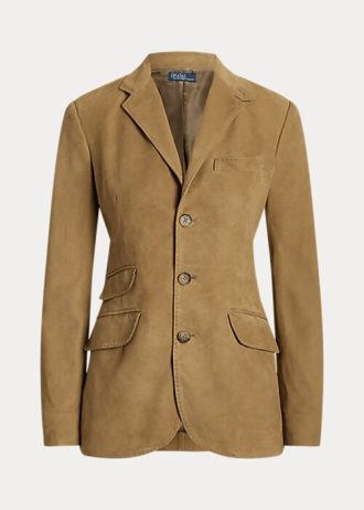 Khaki Women’s Ralph Lauren Lambskin Suede Hacking Blazers