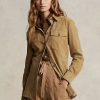 Khaki Women’s Ralph Lauren Lambskin Suede Surplus Shirts