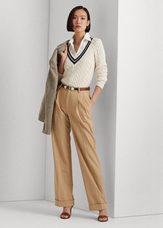 Khaki Women’s Ralph Lauren Pleated Wool-blend Twill Pants Khaki Women’s Ralph Lauren Pleated Wool-blend Twill Pants