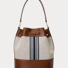 Lauren Tan/ Navy Stripe Women’s Ralph Lauren Canvas Large Andie Handbag Lauren Tan/ Navy Stripe Women’s Ralph Lauren Canvas Large Andie Handbag