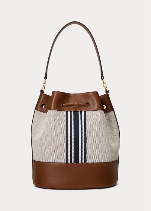 Lauren Tan/ Navy Stripe Women’s Ralph Lauren Canvas Large Andie Handbag Lauren Tan/ Navy Stripe Women’s Ralph Lauren Canvas Large Andie Handbag
