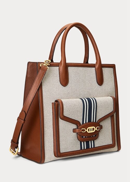 Lauren Tan/Navy Women’s Ralph Lauren Canvas Large Symone Tote Bags Lauren Tan/Navy Women’s Ralph Lauren Canvas Large Symone Tote Bags