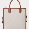 Lauren Tan/Navy Women’s Ralph Lauren Canvas Large Symone Tote Bags Lauren Tan/Navy Women’s Ralph Lauren Canvas Large Symone Tote Bags