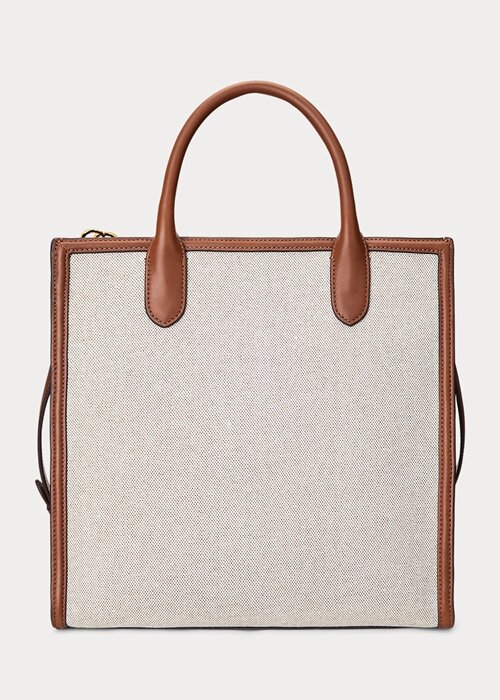 Lauren Tan/Navy Women’s Ralph Lauren Canvas Large Symone Tote Bags Lauren Tan/Navy Women’s Ralph Lauren Canvas Large Symone Tote Bags