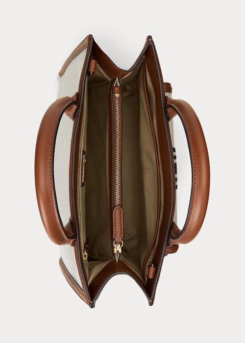 Lauren Tan/Navy Women’s Ralph Lauren Canvas Large Symone Tote Bags Lauren Tan/Navy Women’s Ralph Lauren Canvas Large Symone Tote Bags