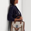 Lauren Tan/Navy Women’s Ralph Lauren Canvas Large Symone Tote Bags Lauren Tan/Navy Women’s Ralph Lauren Canvas Large Symone Tote Bags