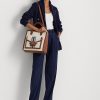 Lauren Tan/Navy Women’s Ralph Lauren Canvas Large Symone Tote Bags Lauren Tan/Navy Women’s Ralph Lauren Canvas Large Symone Tote Bags