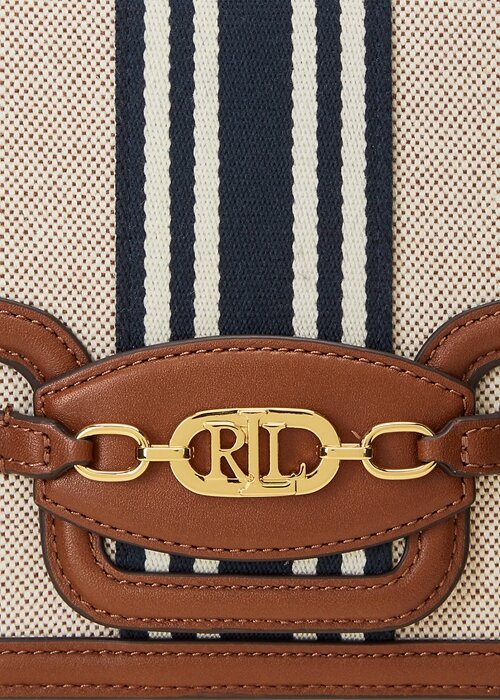 Lauren Tan /Navy Women’s Ralph Lauren Striped Canvas Medium Handbag Lauren Tan /Navy Women’s Ralph Lauren Striped Canvas Medium Handbag