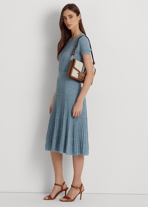 Lauren Tan /Navy Women’s Ralph Lauren Striped Canvas Medium Handbag Lauren Tan /Navy Women’s Ralph Lauren Striped Canvas Medium Handbag