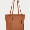 Lauren Tan Women’s Ralph Lauren Crosshatch Leather Medium Clare Tote Bags