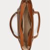 Lauren Tan Women’s Ralph Lauren Crosshatch Leather Medium Clare Tote Bags