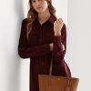 Lauren Tan Women’s Ralph Lauren Crosshatch Leather Medium Clare Tote Bags