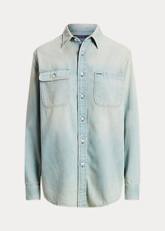 Light Blue Women’s Ralph Lauren Tamia Cotton Denim Shirts