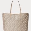 Light Camel Women’s Ralph Lauren Coated Canvas Medium Collins Tote Bags