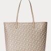 Light Camel Women’s Ralph Lauren Coated Canvas Medium Collins Tote Bags