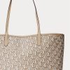 Light Camel Women’s Ralph Lauren Coated Canvas Medium Collins Tote Bags