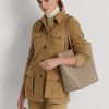 Light Camel Women’s Ralph Lauren Coated Canvas Medium Collins Tote Bags