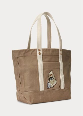 Madison Tan Women’s Ralph Lauren Canvas Medium Polo Bear Tote Bags