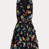 Multicolor Women’s Ralph Lauren Floral Crinkle Georgette Surplice Dress