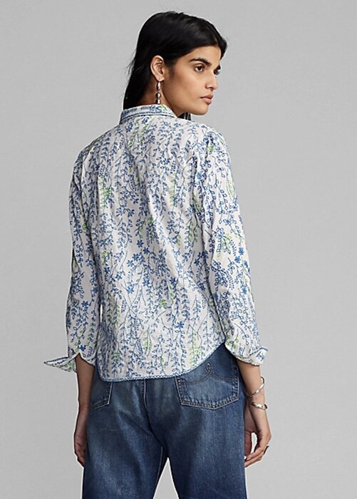 Multicolor Women’s Ralph Lauren Floral-Embroidered Cotton Blouse Shirts Multicolor Women’s Ralph Lauren Floral-Embroidered Cotton Blouse Shirts