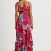 Multicolor Women’s Ralph Lauren Floral Georgette Tiered Gown Dress