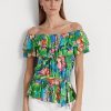 Multicolor Women’s Ralph Lauren Floral Jersey Off-the-Shoulder Tops