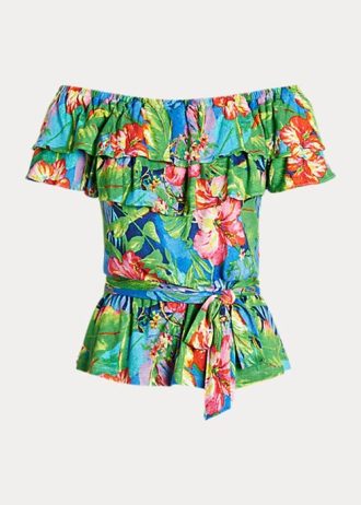 Multicolor Women’s Ralph Lauren Floral Jersey Off-the-Shoulder Tops