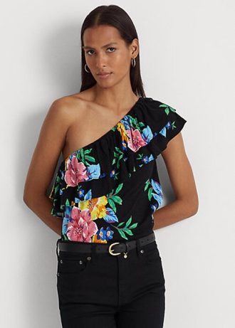 Multicolor Women’s Ralph Lauren Floral Jersey One-Shoulder Tops Multicolor Women’s Ralph Lauren Floral Jersey One-Shoulder Tops