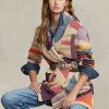 Multicolor Women’s Ralph Lauren Geo-Motif Shawl Linen-Blend Sweaters