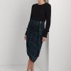 Multicolor Women’s Ralph Lauren Plaid Buckle-Trim Georgette Skirts