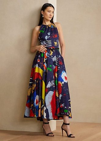 Multicolor Women’s Ralph Lauren Renshaw Print Cotton Satin Day Dress