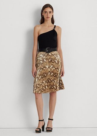Multicolor Women’s Ralph Lauren Snakeskin-Print Pleated Charmeuse Skirts