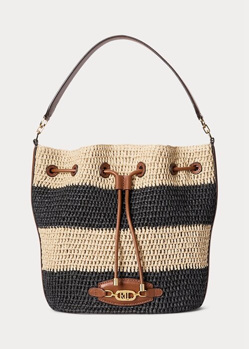 Natural/Black/Lauren Tan Women’s Ralph Lauren Straw Large Andie Handbag Natural/Black/Lauren Tan Women’s Ralph Lauren Straw Large Andie Handbag