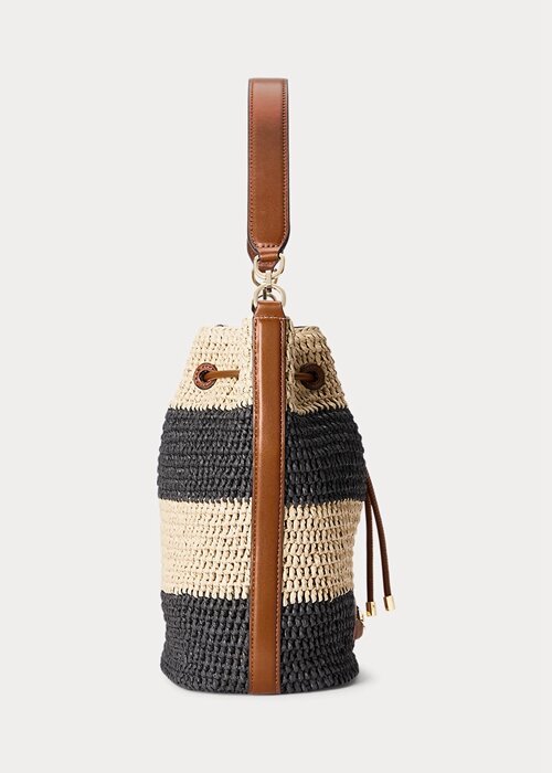 Natural/Black/Lauren Tan Women’s Ralph Lauren Straw Large Andie Handbag Natural/Black/Lauren Tan Women’s Ralph Lauren Straw Large Andie Handbag