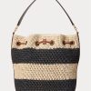 Natural/Black/Lauren Tan Women’s Ralph Lauren Straw Large Andie Handbag Natural/Black/Lauren Tan Women’s Ralph Lauren Straw Large Andie Handbag