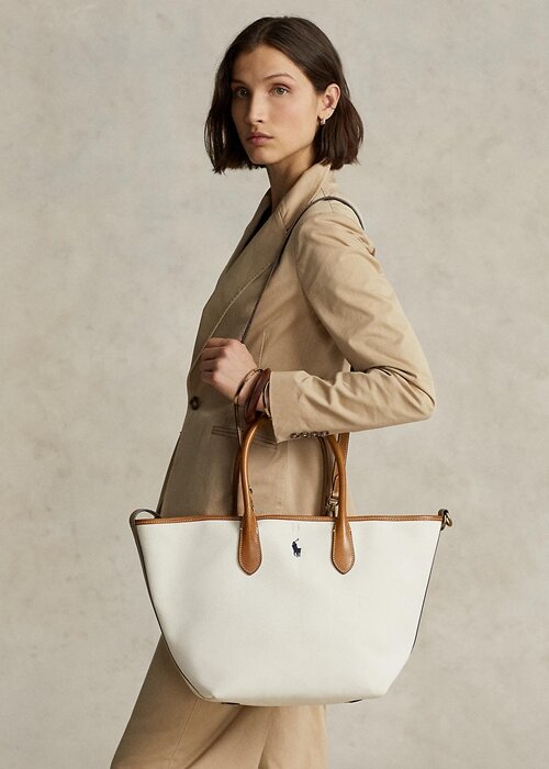 Natural/Navy Women’s Ralph Lauren Reversible Canvas Medium Bellport Tote Bags Natural/Navy Women’s Ralph Lauren Reversible Canvas Medium Bellport Tote Bags