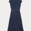 Navy / Cream Women’s Ralph Lauren Polka-Dot Silk Georgette Dress